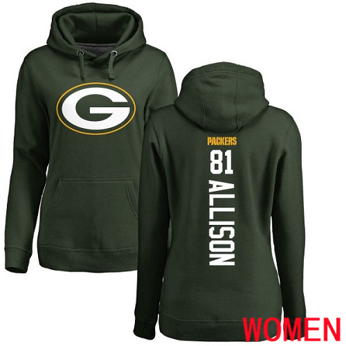 Green Bay Packers Green Women 81 Allison Geronimo Backer Nike NFL Pullover Hoodie Sweatshirts